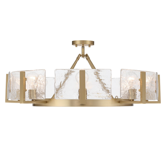 Golden - 3164-8SF BCB-HWG - Eight Light Semi-Flush Mount - Aenon - Brushed Champagne Brass