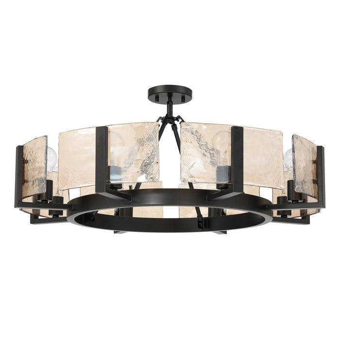 Golden - 3164-8SF BLK-AWG - Eight Light Semi-Flush Mount - Aenon - Matte Black