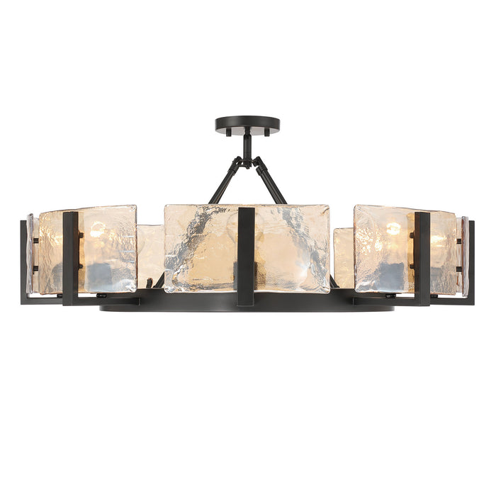 Golden - 3164-8SF BLK-AWG - Eight Light Semi-Flush Mount - Aenon - Matte Black