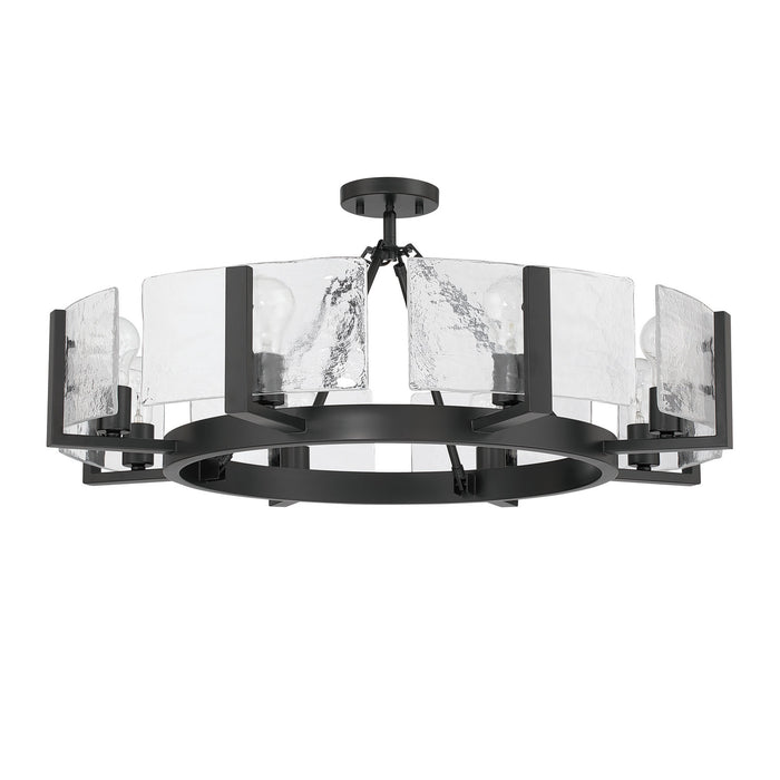 Golden - 3164-8SF BLK-HWG - Eight Light Semi-Flush Mount - Aenon - Matte Black