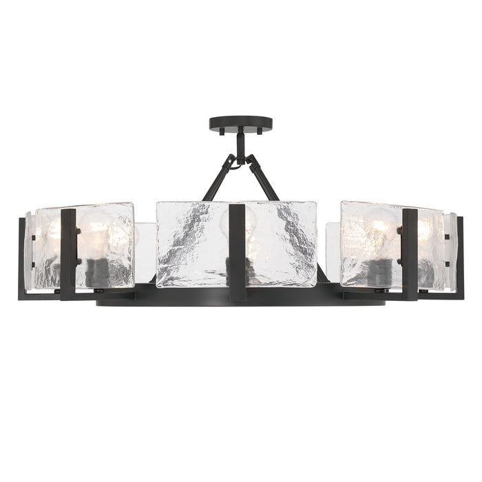 Golden - 3164-8SF BLK-HWG - Eight Light Semi-Flush Mount - Aenon - Matte Black
