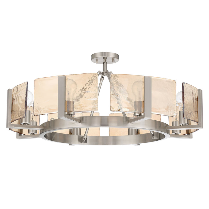 Golden - 3164-8SF PW-AWG - Eight Light Semi-Flush Mount - Aenon - Pewter