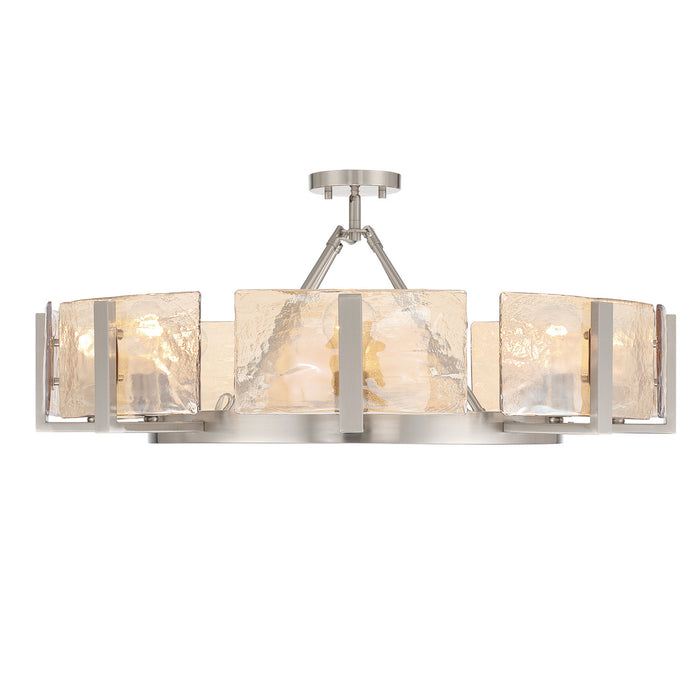 Golden - 3164-8SF PW-AWG - Eight Light Semi-Flush Mount - Aenon - Pewter