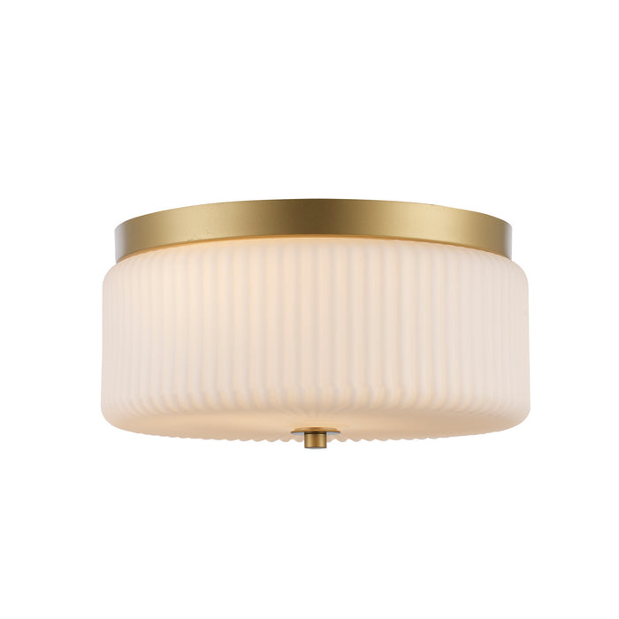 Trans Globe Imports - 16232 AG-FR - Two Light Flush Mount - Quartz Quarters - Antique Gold / Frosted