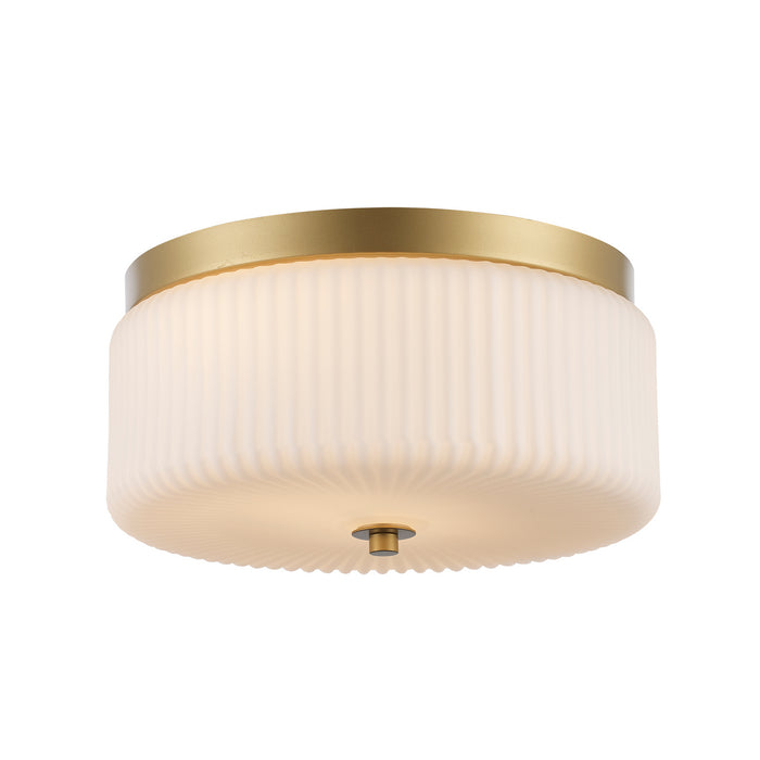 Trans Globe Imports - 16232 AG-FR - Two Light Flush Mount - Quartz Quarters - Antique Gold / Frosted
