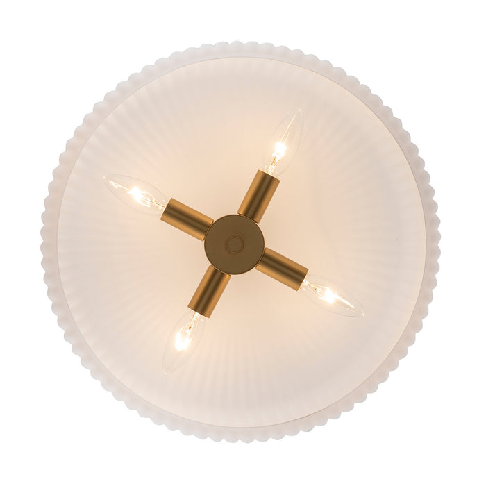Trans Globe Imports - 16234 AG-FR - Four Light Semi-Flush Mount - Quartz Quarters - Antique Gold / Frosted