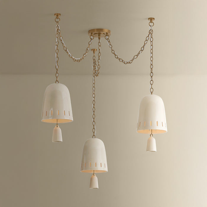 Hudson Valley - 3635-PBR/CIC - Three Light Chandelier - Omi - Patina Brass