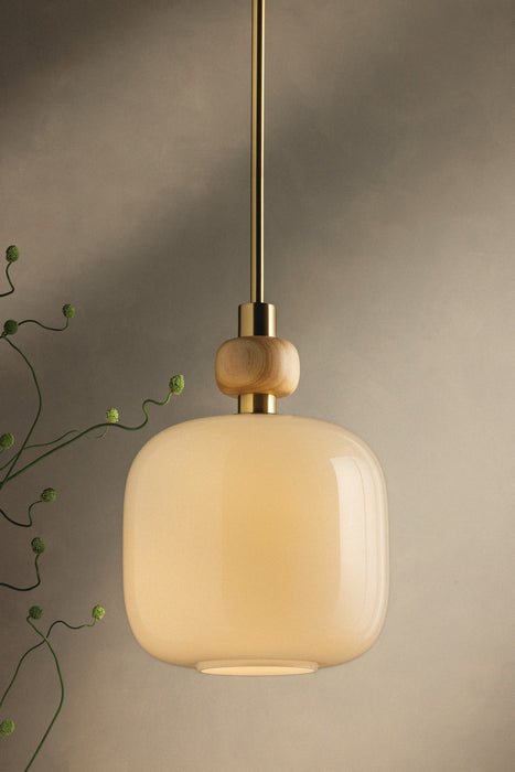 Mitzi - H1149701S-AGB - One Light Pendant - Elise - Aged Brass
