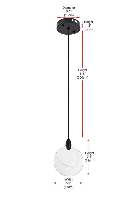 Elegant Lighting - 1012D6BK-01CR - LED Pendant - Avery - Black