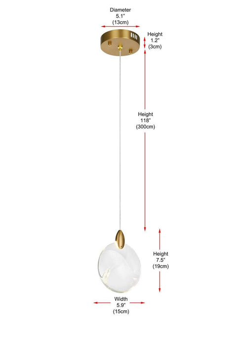 Elegant Lighting - 1012D6SG-01CR - LED Pendant - Avery - Satin Gold