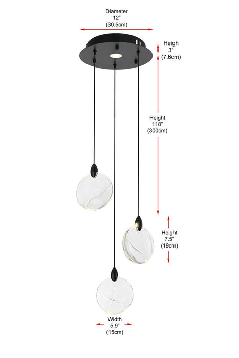 Elegant Lighting - 1012D12BK-01CR - LED Pendant - Avery - Black
