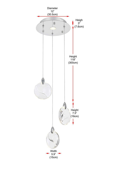 Elegant Lighting - 1012D12C-01CR - LED Pendant - Avery - Chrome