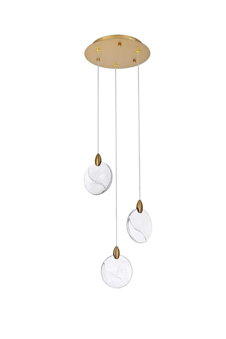 Elegant Lighting - 1012D12SG-01CR - LED Pendant - Avery - Satin Gold