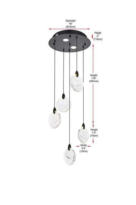Elegant Lighting - 1012D16BK-01CR - LED Pendant - Avery - Black