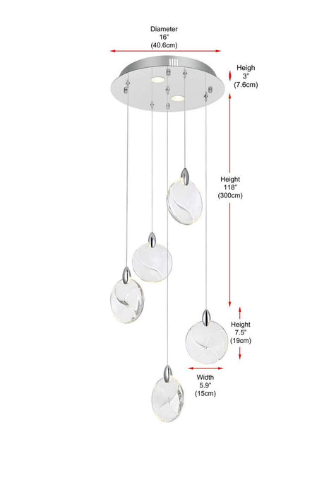 Elegant Lighting - 1012D16C-01CR - LED Pendant - Avery - Chrome