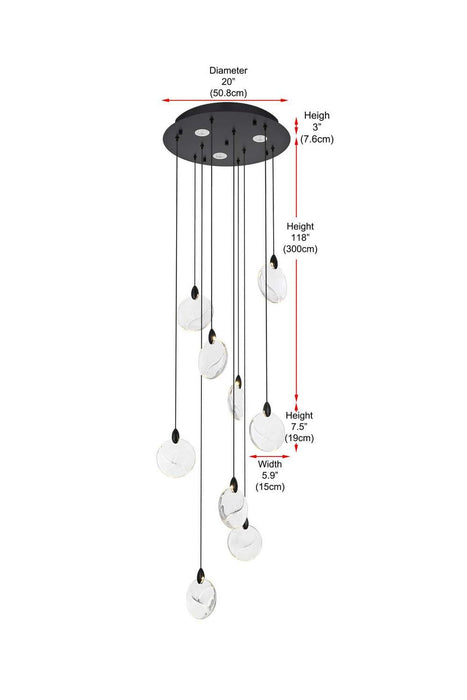 Elegant Lighting - 1012D20BK-01CR - LED Pendant - Avery - Black