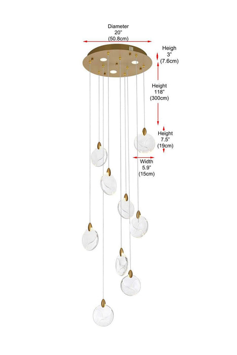 Elegant Lighting - 1012D20SG-01CR - LED Pendant - Avery - Satin Gold