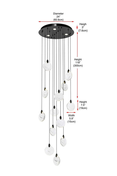 Elegant Lighting - 1012D24BK-01CR - LED Pendant - Avery - Black