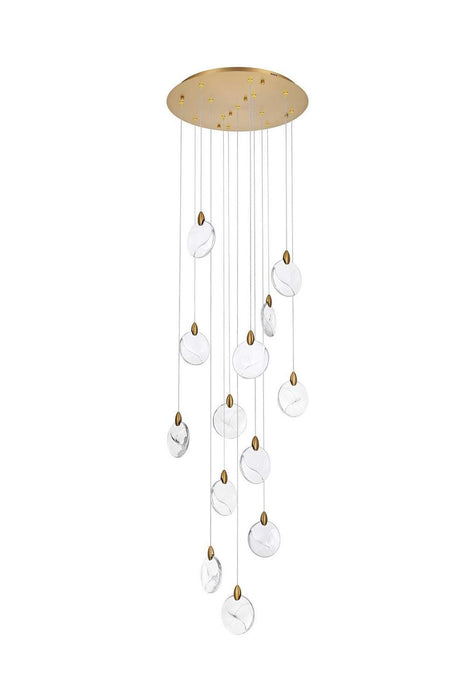 Elegant Lighting - 1012D24SG-01CR - LED Pendant - Avery - Satin Gold