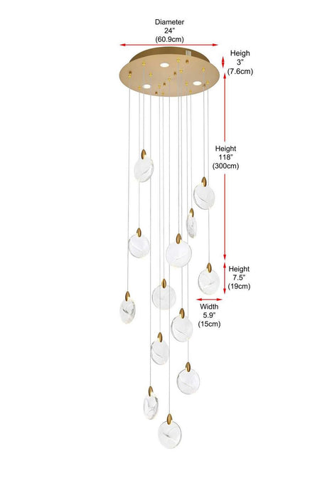 Elegant Lighting - 1012D24SG-01CR - LED Pendant - Avery - Satin Gold