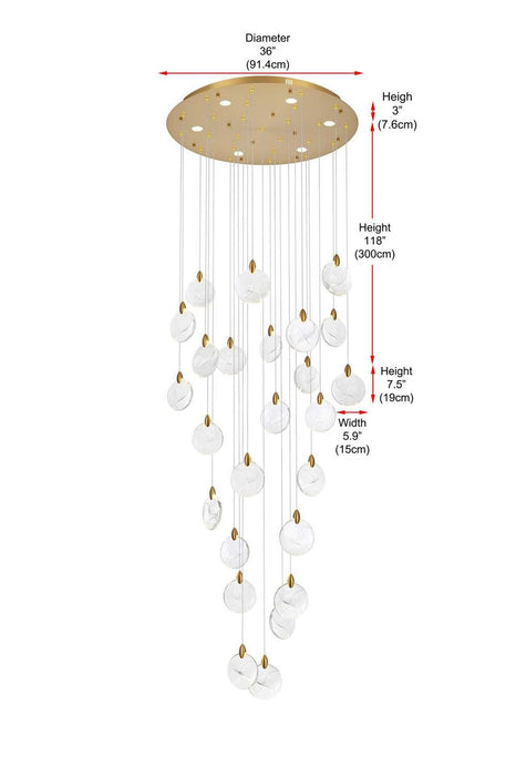 Elegant Lighting - 1012G36SG-01CR - LED Chandelier - Avery - Satin Gold