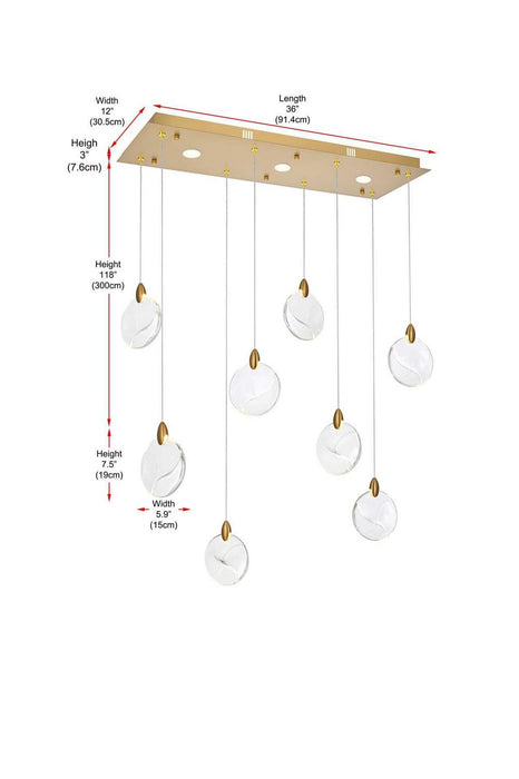 Elegant Lighting - 1012D36SG-01CR - LED Pendant - Avery - Satin Gold