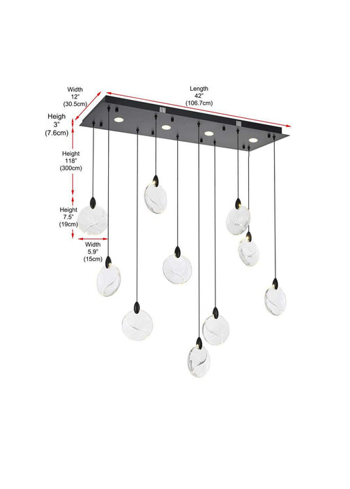 Elegant Lighting - 1012D42BK-01CR - LED Pendant - Avery - Black