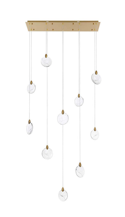 Elegant Lighting - 1012D42SG-01CR - LED Pendant - Avery - Satin Gold