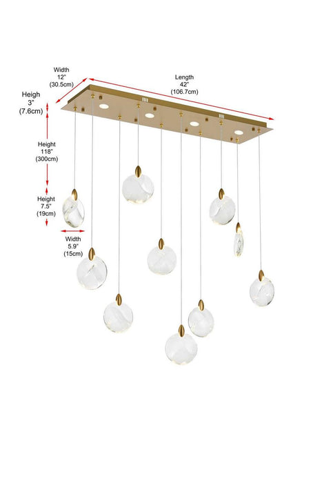 Elegant Lighting - 1012D42SG-01CR - LED Pendant - Avery - Satin Gold