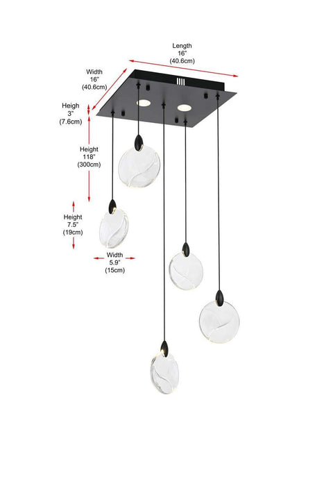 Elegant Lighting - 1012S16BK-01CR - LED Pendant - Avery - Black