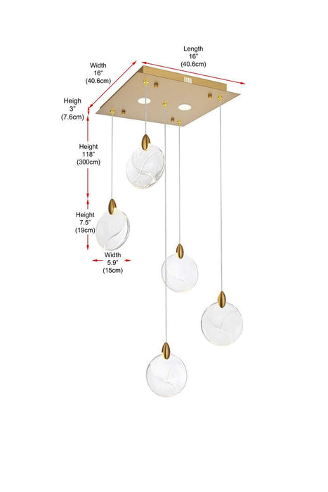 Elegant Lighting - 1012S16SG-01CR - LED Pendant - Avery - Satin Gold