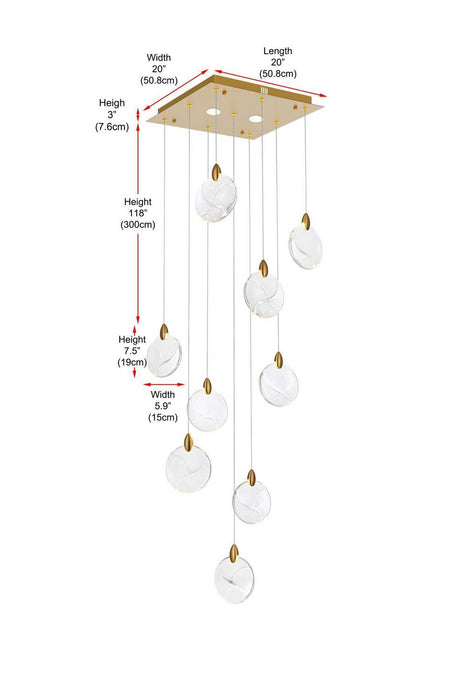 Elegant Lighting - 1012S20SG-01CR - LED Pendant - Avery - Satin Gold