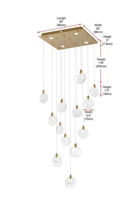 Elegant Lighting - 1012S26SG-01CR - LED Pendant - Avery - Satin Gold