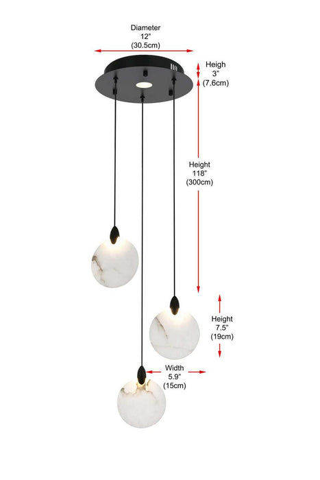 Elegant Lighting - 1012D12BK-11ST - LED Pendant - Avery - Black