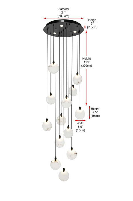 Elegant Lighting - 1012D24BK-11ST - LED Pendant - Avery - Black