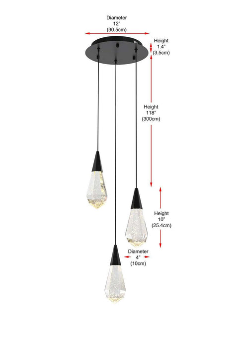 Elegant Lighting - 1013D12BK-02CR - LED Pendant - Amora - Black