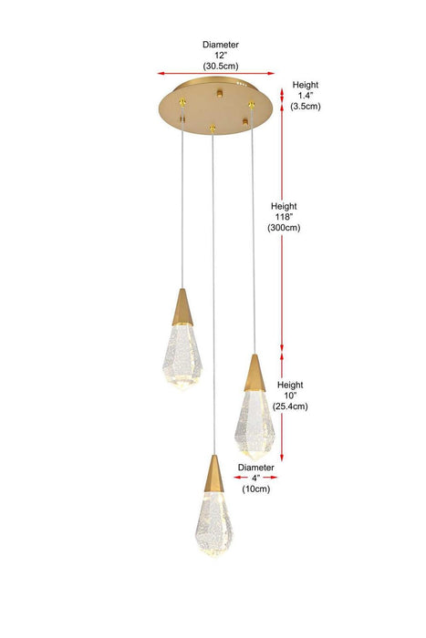 Elegant Lighting - 1013D12SG-02CR - LED Pendant - Amora - Satin Gold