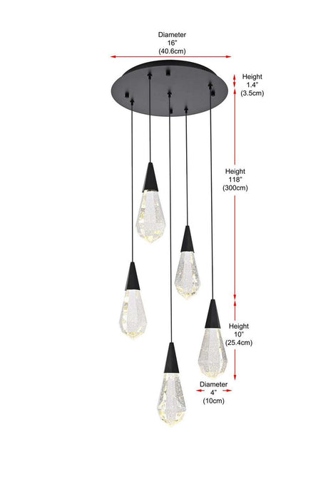 Elegant Lighting - 1013D16BK-02CR - LED Pendant - Amora - Black