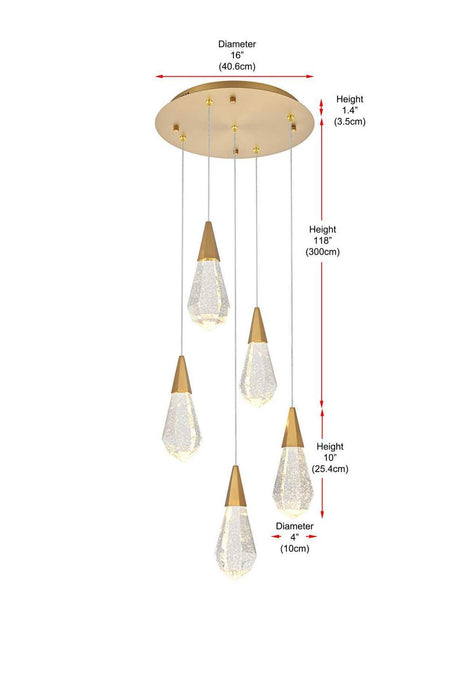 Elegant Lighting - 1013D16SG-02CR - LED Pendant - Amora - Satin Gold