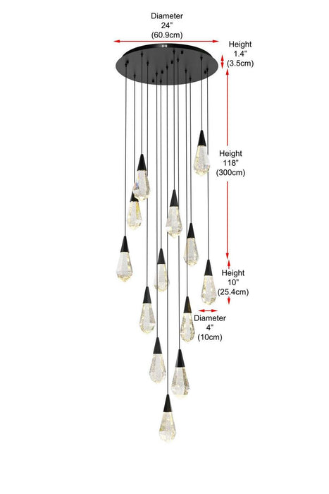 Elegant Lighting - 1013D24BK-02CR - LED Pendant - Amora - Black