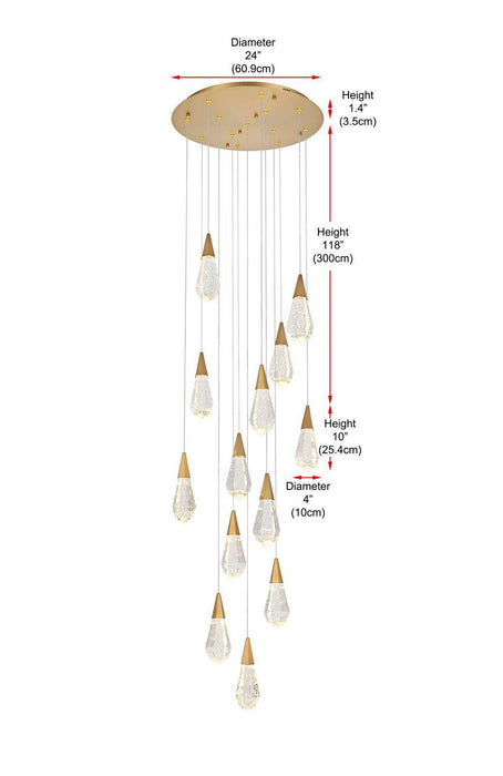 Elegant Lighting - 1013D24SG-02CR - LED Pendant - Amora - Satin Gold