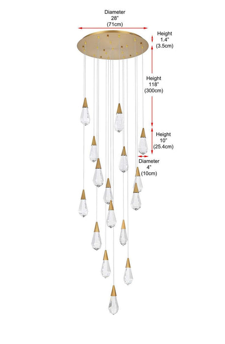 Elegant Lighting - 1013D28SG-02CR - LED Pendant - Amora - Satin Gold