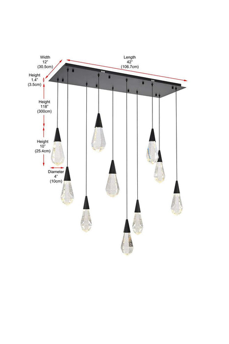 Elegant Lighting - 1013D42BK-02CR - LED Pendant - Amora - Black
