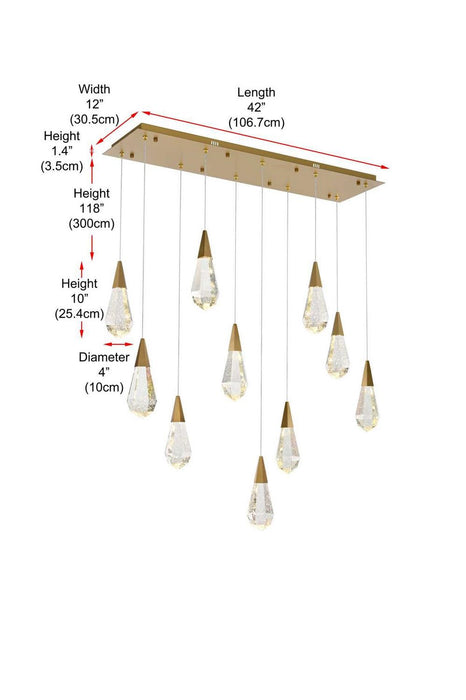 Elegant Lighting - 1013D42SG-02CR - LED Pendant - Amora - Satin Gold