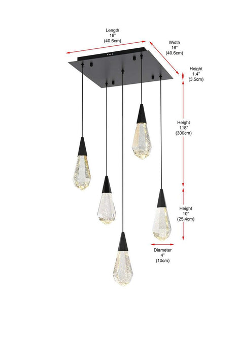 Elegant Lighting - 1013S16BK-02CR - LED Pendant - Amora - Black