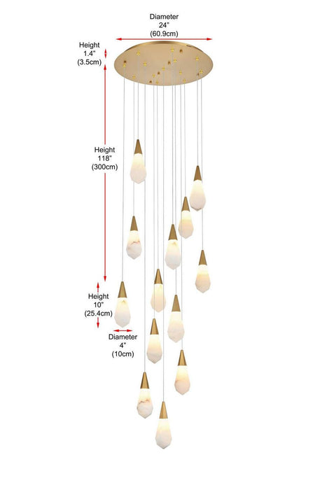 Elegant Lighting - 1013D24SG-22ST - LED Pendant - Amora - Satin Gold