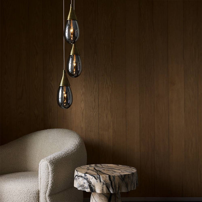 Arteriors - DPC35 - Three Light Chandelier - Giselle - Smoke Luster/Antique Brass