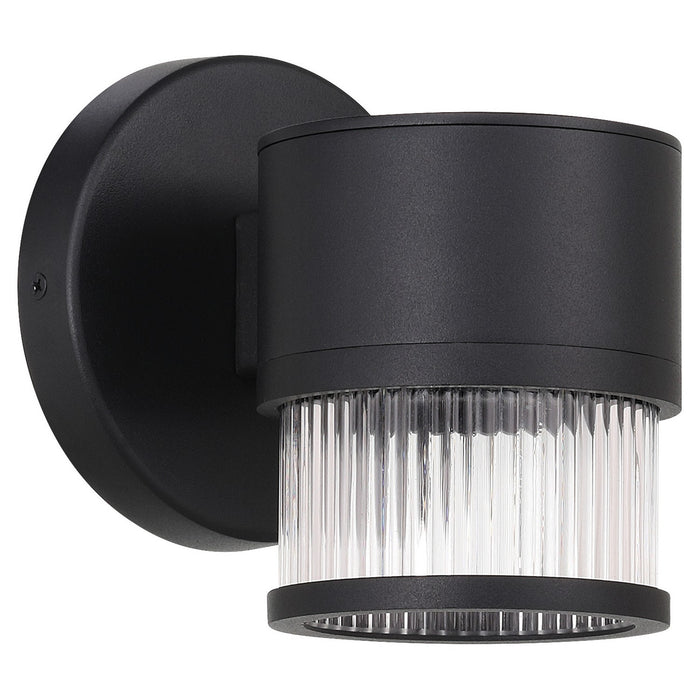 Access - 23030LEDDMG-BL/CRB - LED Outdoor Wall Mount - Ari Clear Ribbed - Black