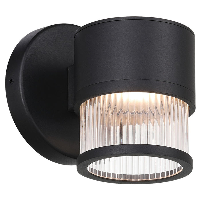 Access - 23030LEDDMG-BL/CRB - LED Outdoor Wall Mount - Ari Clear Ribbed - Black