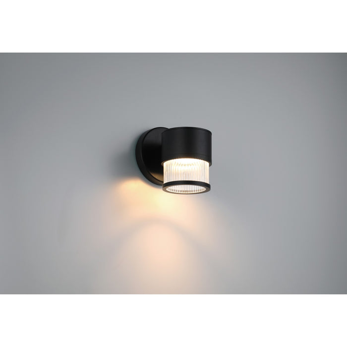 Access - 23030LEDDMG-BL/CRB - LED Outdoor Wall Mount - Ari Clear Ribbed - Black